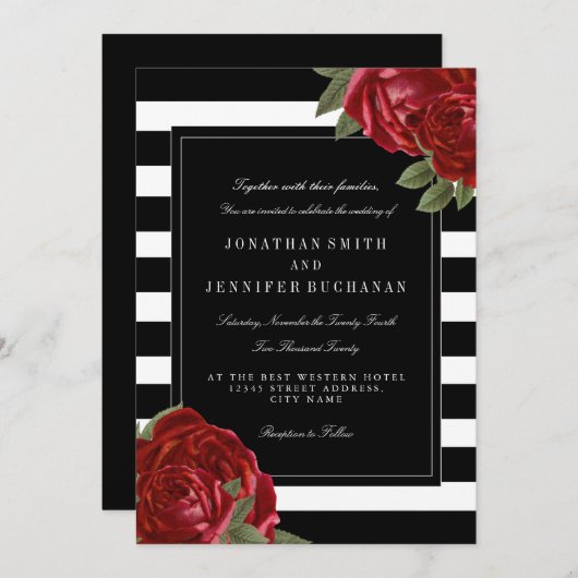 Invitation Suite Mariage moderne en noir et blanc (Devant / Derrière)