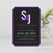 Invitation Suite Mariage moderne Glam violet Neon (Debout devant)