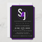 Invitation Suite Mariage moderne Glam violet Neon (Devant)