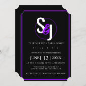 Invitation Suite Mariage moderne Glam violet Neon (Devant / Derrière)