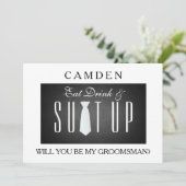 Invitation Suitup en carton noir Tu seras mon grossier (Debout devant)