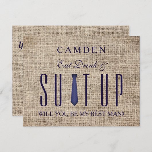 Invitation Suitup Serez-vous ma Parties scintillant Bestman (Devant / Derrière)