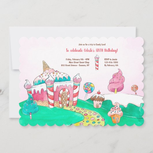 Invitation Suivez la route Candy Land (Devant)