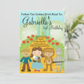 Invitation Suivez l'invitation d'or d'anniversaire de route (Debout devant)