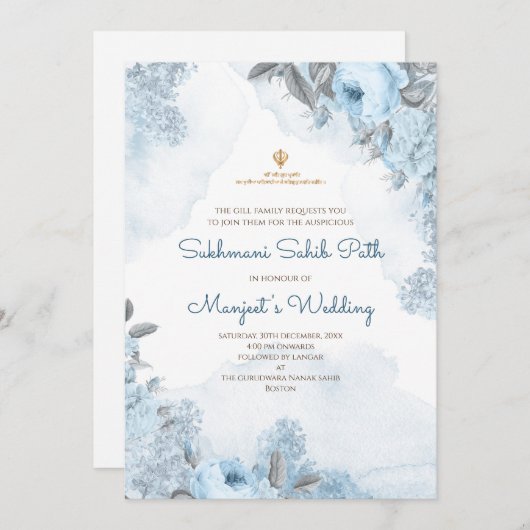 Invitation Sukhmani Sahib Path invite & Akhand Path numérique (Devant / Derrière)