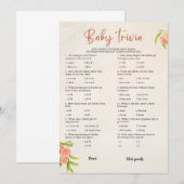 Invitation Summer Baby Trivia Baby shower Game Card (Devant / Derrière)