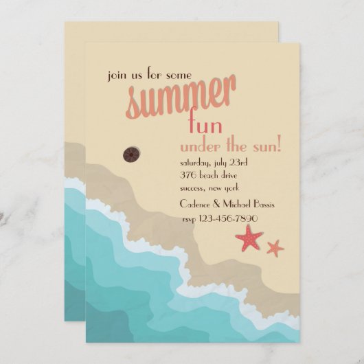 Invitation Summer Beach (Devant / Derrière)