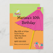 Invitation Summer Beach Amusement Anniversaire Fête Invitatio (Devant / Derrière)