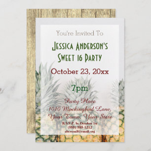 Invitation Summer Beach Ananas Tropical Sweet 16 Anniversaire