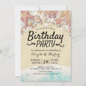 Invitation Summer Beach Anniversaire Fête Starfish Coques de (Devant)