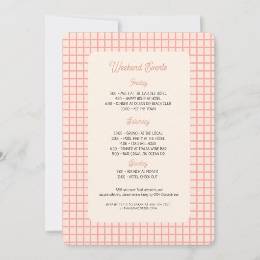 Invitation Summer Beach Bachelorette Tropicale Week-end (Dos)