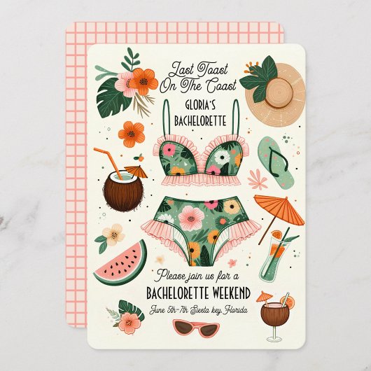 Invitation Summer Beach Bachelorette Tropicale Week-end