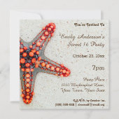 Invitation Summer Beach Coral Starfish Sweet 16 Anniversaire (Devant)
