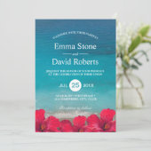 Invitation Summer Beach Élégant Mariage de fleurs tropicales (Debout devant)