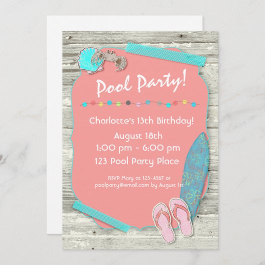 Invitation Summer Beach Fête à thème (Devant / Derrière)