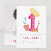 Invitation Summer Beach Girls 1er anniversaire (Devant / Derrière)