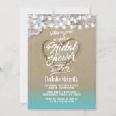 Invitation Summer Beach Heart Fête des mariées rustique (Devant)