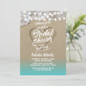 Invitation Summer Beach Heart Fête des mariées rustique (Debout devant)