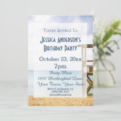 Invitation Summer Beach Lifeguard Blue Anniversaire (Debout devant)