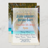 Invitation Summer Beach Palm Tree Tropical Birthday (Devant / Derrière)