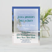 Invitation Summer Beach Palm Tree Tropical Sweet 16 Anniversa (Debout devant)
