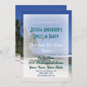 Invitation Summer Beach Palm Tree Tropical Sweet 16 Anniversa (Devant / Derrière)