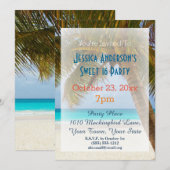 Invitation Summer Beach Palm Tree Tropical Sweet 16 Anniversa (Devant / Derrière)
