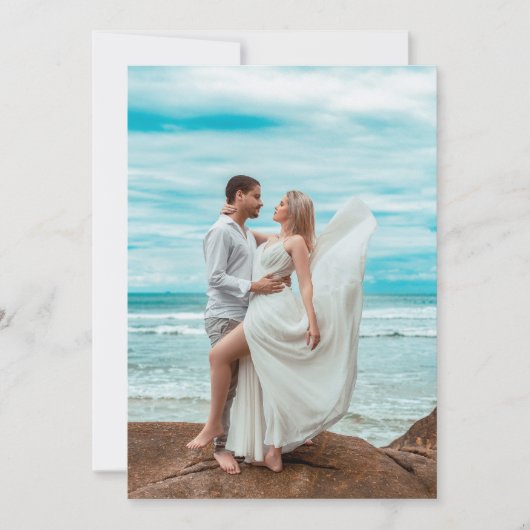 Invitation Summer Beach Photo Mariage Code QR (Devant)