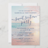 Invitation Summer Beach Pink Sunset Tropical 16e anniversaire (Devant)