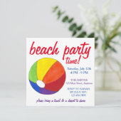Invitation Summer Beach Pool Party Sun Beachball Crab (Debout devant)