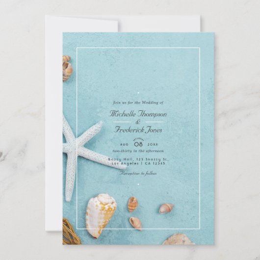 Invitation Summer Beach QR Code RSVP Mariage (Devant)