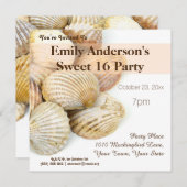 Invitation Summer Beach Seashell Sweet 16 Anniversaire (Devant / Derrière)