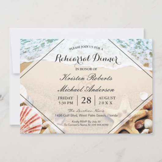 Invitation Summer Beach Starfish Dîner de répétition Mariage (Devant)