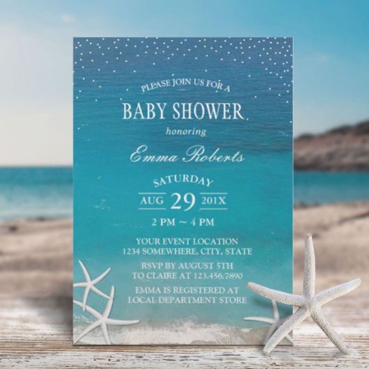Invitation Summer Beach Starfish Luau Baby shower