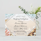 Invitation Summer Beach Starfish Seashell Mariage Célébration (Debout devant)