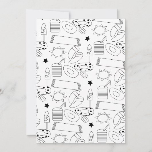 Invitation Summer Beach Thème Doodle Anniversaire (Dos)