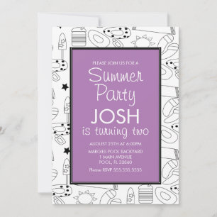 Invitation Summer Beach Thème Doodle Anniversaire