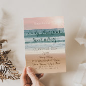 Invitation Summer Beach Thème Pink Sunset Sweet 16 Anniversai