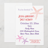 Invitation Summer Beach Tropical Starfish Sweet 16 Anniversai (Devant / Derrière)