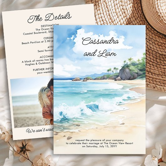 Invitation Summer Beach Watercolor Mariage & Détails Photo