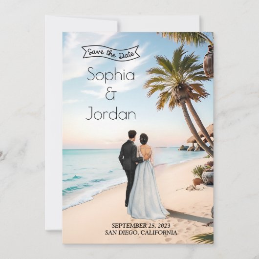 Invitation Summer Beach Wedding Save the Date (Devant)