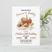 Invitation Summer Beige Earth Tone Picnic Party Birthday (Debout devant)