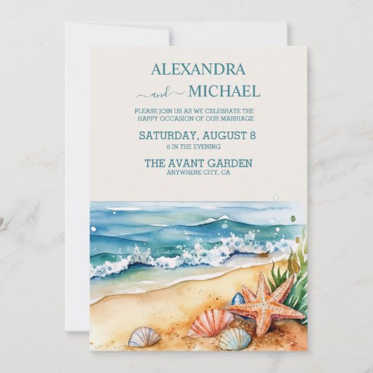 Invitation Summer Blue Beach Wedding (Devant)
