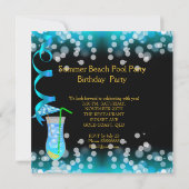 Invitation Summer Blue Cocktail Beach Pool Party (Dos)