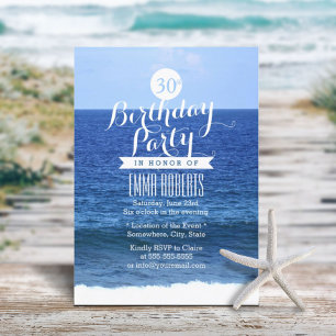 Invitation Summer Blue Sea Beach Fête d'anniversaire
