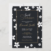 Invitation Summer Boho Black White Daisy Flowers (Devant)