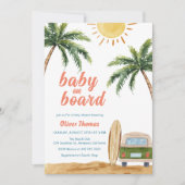 Invitation Summer Boho Surf Plage Van Baby shower (Devant)