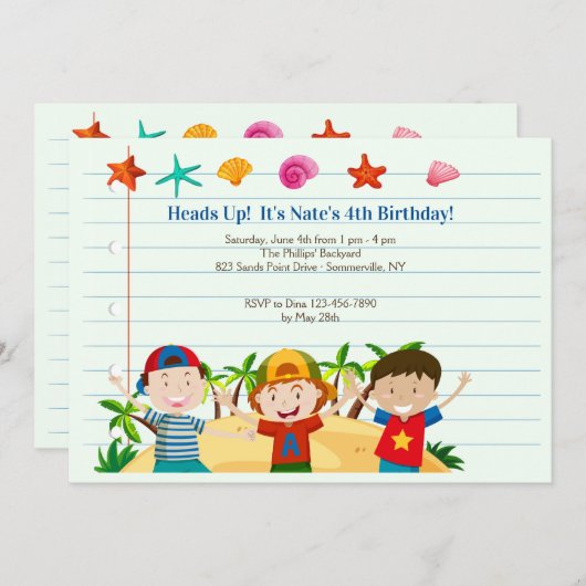 Invitation Summer Boys (Devant / Derrière)