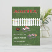 Invitation Summer Cookout Backyard BBQ Party Invite (Debout devant)