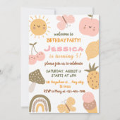 Invitation Summer Cute Fruit & Rainbow 5e fête d'anniversaire (Devant)